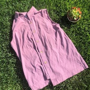 Pink sleeveless button-up